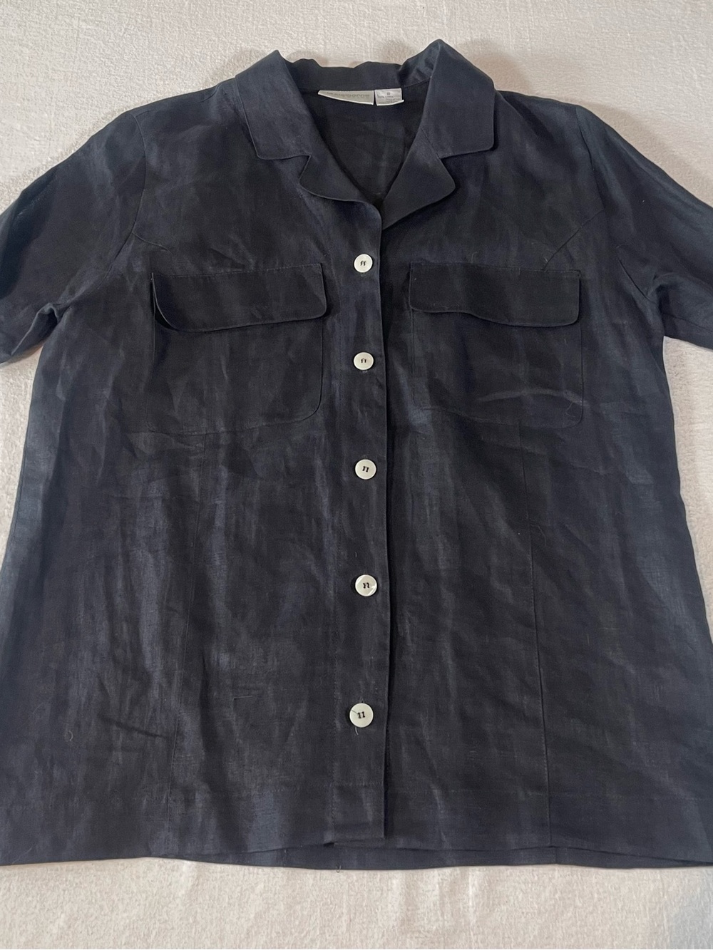 Classic Black Button-Down Short Sleeve Shirt